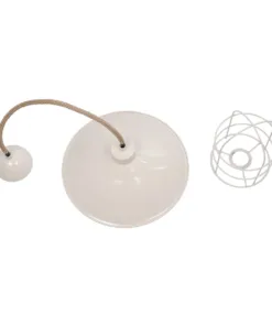 GLOBOSTAR® TULUB 203-0010 Vintage Κρεμαστό Φωτιστικό Οροφής με Ντουί 1 x E27 AC 220-240V IP20 - Λευκό & Μπεζ - Μ33 x Π33 x Υ30cm 19 203 0010 9