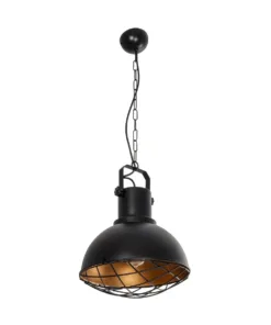 GLOBOSTAR® SIERRA 203-0011 Vintage Κρεμαστό Φωτιστικό Οροφής με Ντουί 1 x E27 AC 220-240V IP20 - Μαύρο & Χρυσό - Μ30 x Π30 x Υ40cm 13 203 0011 3