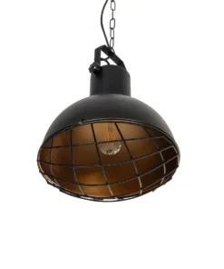 GLOBOSTAR® SIERRA 203-0011 Vintage Κρεμαστό Φωτιστικό Οροφής με Ντουί 1 x E27 AC 220-240V IP20 - Μαύρο & Χρυσό - Μ30 x Π30 x Υ40cm 15 203 0011 5