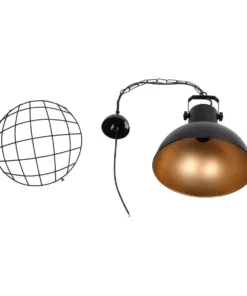 GLOBOSTAR® SIERRA 203-0011 Vintage Κρεμαστό Φωτιστικό Οροφής με Ντουί 1 x E27 AC 220-240V IP20 - Μαύρο & Χρυσό - Μ30 x Π30 x Υ40cm 19 203 0011 9