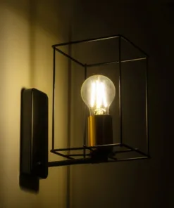 Alternative view of GloboStar® CYRA 203-0012 Μοντέρνο Επιτοίχιο Φωτιστικό Απλίκα Μονόφωτο 1 x E27 IP20 Μαύρο & Χρυσό Μέταλλο - Μ14 x Π21 x Υ22cm