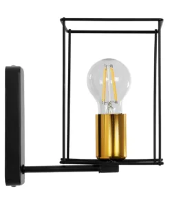 GloboStar® CYRA 203-0012 Μοντέρνο Επιτοίχιο Φωτιστικό Απλίκα Μονόφωτο 1 x E27 IP20 Μαύρο & Χρυσό Μέταλλο - Μ14 x Π21 x Υ22cm 10 203 0012 4