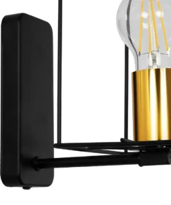 GloboStar® CYRA 203-0012 Μοντέρνο Επιτοίχιο Φωτιστικό Απλίκα Μονόφωτο 1 x E27 IP20 Μαύρο & Χρυσό Μέταλλο - Μ14 x Π21 x Υ22cm 12 203 0012 6
