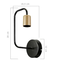 Alternative view of GloboStar® JUNO 203-0013 Μοντέρνο Επιτοίχιο Φωτιστικό Απλίκα Μονόφωτο 1 x E27 IP20 Μαύρο & Χρυσό Μέταλλο - Μ18.5 x Π18.5 x Υ28cm