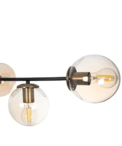 GloboStar® LATTICE 203-0017 Μοντέρνο Κρεμαστό Φωτιστικό Μπάλα Πολύφωτο 6 x E27 IP20 Μαύρο & Μπρούτζινο Μέταλλο με Mελί Γυαλί - Μ120 x Π32 x Υ32cm 18 203 0017 7