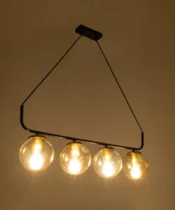 Alternative view of GLOBOSTAR® LATTICE 203-0018 Μοντέρνο Κρεμαστό Φωτιστικό Οροφής με Ντουί 4 x E27 AC 220-240V IP20 - Μαύρο, Μπρούτζινο & Mελί - Μ78 x Π15 x Υ81cm