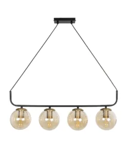 GLOBOSTAR® LATTICE 203-0018 Μοντέρνο Κρεμαστό Φωτιστικό Οροφής με Ντουί 4 x E27 AC 220-240V IP20 - Μαύρο, Μπρούτζινο & Mελί - Μ78 x Π15 x Υ81cm 13 203 0018 3