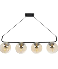 GLOBOSTAR® LATTICE 203-0018 Μοντέρνο Κρεμαστό Φωτιστικό Οροφής με Ντουί 4 x E27 AC 220-240V IP20 - Μαύρο, Μπρούτζινο & Mελί - Μ78 x Π15 x Υ81cm 14 203 0018 4