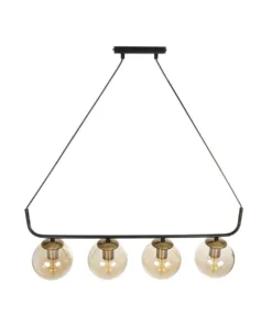 GLOBOSTAR® LATTICE 203-0018 Μοντέρνο Κρεμαστό Φωτιστικό Οροφής με Ντουί 4 x E27 AC 220-240V IP20 - Μαύρο, Μπρούτζινο & Mελί - Μ78 x Π15 x Υ81cm 15 203 0018 5