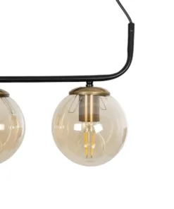 GLOBOSTAR® LATTICE 203-0018 Μοντέρνο Κρεμαστό Φωτιστικό Οροφής με Ντουί 4 x E27 AC 220-240V IP20 - Μαύρο, Μπρούτζινο & Mελί - Μ78 x Π15 x Υ81cm 17 203 0018 7