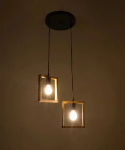 Alternative view of GLOBOSTAR® EDISON 203-0021 Vintage Κρεμαστό Φωτιστικό Οροφής με Ντουί 2 x E27 AC 220-240V IP20 - Μπεζ & Μαύρο - Μ40 x Π20 x Υ45cm