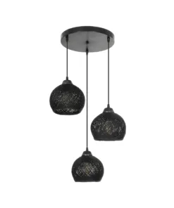 GLOBOSTAR® YASAM 203-0022 Vintage Κρεμαστό Φωτιστικό Οροφής με Ντουί 3 x E27 AC 220-240V IP20 - Μαύρο - Μ42 x Π42 x Υ54cm 13 203 0022 3