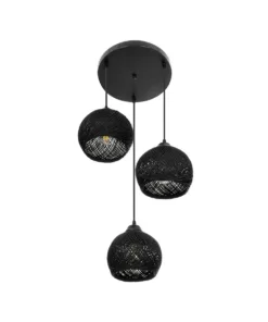 GLOBOSTAR® YASAM 203-0022 Vintage Κρεμαστό Φωτιστικό Οροφής με Ντουί 3 x E27 AC 220-240V IP20 - Μαύρο - Μ42 x Π42 x Υ54cm 14 203 0022 4