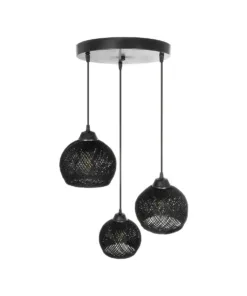 GLOBOSTAR® YASAM 203-0022 Vintage Κρεμαστό Φωτιστικό Οροφής με Ντουί 3 x E27 AC 220-240V IP20 - Μαύρο - Μ42 x Π42 x Υ54cm 15 203 0022 5