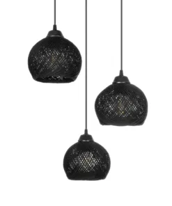 GLOBOSTAR® YASAM 203-0022 Vintage Κρεμαστό Φωτιστικό Οροφής με Ντουί 3 x E27 AC 220-240V IP20 - Μαύρο - Μ42 x Π42 x Υ54cm 16 203 0022 6