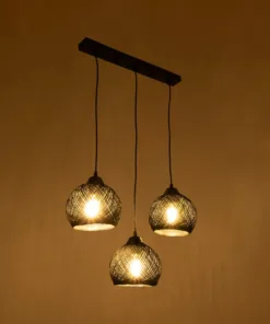 Alternative view of GLOBOSTAR® YASAM 203-0026 Vintage Κρεμαστό Φωτιστικό Οροφής με Ντουί 3 x E27 AC 220-240V IP20 - Μαύρο - Μ45 x Π18 x Υ30cm