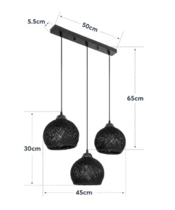 GLOBOSTAR® YASAM 203-0027 Vintage Κρεμαστό Φωτιστικό Οροφής με Ντουί 3 x E27 AC 220-240V IP20 - Λευκό - Μ45 x Π18 x Υ30cm 22 203 0027 11
