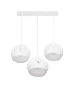 GLOBOSTAR® YASAM 203-0027 Vintage Κρεμαστό Φωτιστικό Οροφής με Ντουί 3 x E27 AC 220-240V IP20 - Λευκό - Μ45 x Π18 x Υ30cm 15 203 0027 4