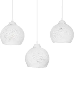 GLOBOSTAR® YASAM 203-0027 Vintage Κρεμαστό Φωτιστικό Οροφής με Ντουί 3 x E27 AC 220-240V IP20 - Λευκό - Μ45 x Π18 x Υ30cm 17 203 0027 6