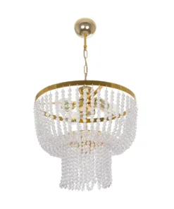 GLOBOSTAR® CRYSTAL 203-0028 Κλασικό Κρεμαστό Φωτιστικό Οροφής με Ντουί 3 x E27 AC 220-240V IP20 - Χρυσό & Διάφανο - Μ41 x Π41 x Υ40cm 13 203 0028 3