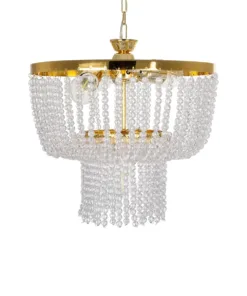 GLOBOSTAR® CRYSTAL 203-0028 Κλασικό Κρεμαστό Φωτιστικό Οροφής με Ντουί 3 x E27 AC 220-240V IP20 - Χρυσό & Διάφανο - Μ41 x Π41 x Υ40cm 14 203 0028 4