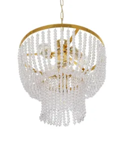 GLOBOSTAR® CRYSTAL 203-0028 Κλασικό Κρεμαστό Φωτιστικό Οροφής με Ντουί 3 x E27 AC 220-240V IP20 - Χρυσό & Διάφανο - Μ41 x Π41 x Υ40cm 15 203 0028 5