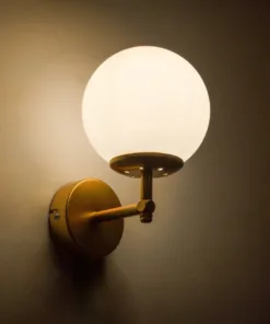 GloboStar® DALPH 203-0029 Vintage Επιτοίχιο Φωτιστικό Απλίκα Μονόφωτο 1 x E27 IP20 Χρυσό Μέταλλο με Λευκό Γυαλί - M18 x Π15 x Υ23cm 8 203 0029 2