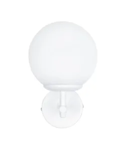 GloboStar® DALPH 203-0030 Vintage Επιτοίχιο Φωτιστικό Απλίκα Μονόφωτο 1 x E27 IP20 Λευκό Μέταλλο με Λευκό Γυαλί - M18 x Π15 x Υ23cm 9 203 0030 3