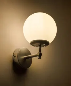 Alternative view of GloboStar® DALPH 203-0031 Vintage Επιτοίχιο Φωτιστικό Απλίκα Μονόφωτο 1 x E27 IP20 Ασημί Μέταλλο με Λευκό Γυαλί - M18 x Π15 x Υ23cm