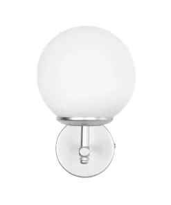 GloboStar® DALPH 203-0031 Vintage Επιτοίχιο Φωτιστικό Απλίκα Μονόφωτο 1 x E27 IP20 Ασημί Μέταλλο με Λευκό Γυαλί - M18 x Π15 x Υ23cm 9 203 0031 3