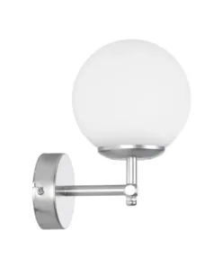 GloboStar® DALPH 203-0031 Vintage Επιτοίχιο Φωτιστικό Απλίκα Μονόφωτο 1 x E27 IP20 Ασημί Μέταλλο με Λευκό Γυαλί - M18 x Π15 x Υ23cm 10 203 0031 4