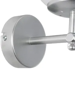 GloboStar® DALPH 203-0031 Vintage Επιτοίχιο Φωτιστικό Απλίκα Μονόφωτο 1 x E27 IP20 Ασημί Μέταλλο με Λευκό Γυαλί - M18 x Π15 x Υ23cm 11 203 0031 5