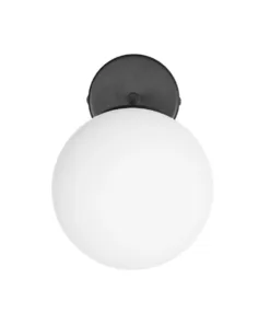 GloboStar® DALPH 203-0034 Vintage Επιτοίχιο Φωτιστικό Απλίκα Μονόφωτο 1 x E27 IP20 Μαύρο Μέταλλο με Λευκό Γυαλί - M15 x Π25 x Υ22cm 10 203 0034 3