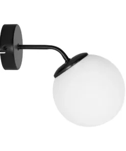 GloboStar® DALPH 203-0034 Vintage Επιτοίχιο Φωτιστικό Απλίκα Μονόφωτο 1 x E27 IP20 Μαύρο Μέταλλο με Λευκό Γυαλί - M15 x Π25 x Υ22cm 11 203 0034 4