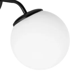 GloboStar® DALPH 203-0034 Vintage Επιτοίχιο Φωτιστικό Απλίκα Μονόφωτο 1 x E27 IP20 Μαύρο Μέταλλο με Λευκό Γυαλί - M15 x Π25 x Υ22cm 12 203 0034 5