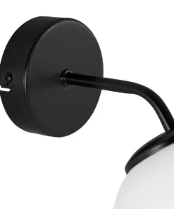 GloboStar® DALPH 203-0034 Vintage Επιτοίχιο Φωτιστικό Απλίκα Μονόφωτο 1 x E27 IP20 Μαύρο Μέταλλο με Λευκό Γυαλί - M15 x Π25 x Υ22cm 13 203 0034 6