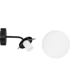 GloboStar® DALPH 203-0034 Vintage Επιτοίχιο Φωτιστικό Απλίκα Μονόφωτο 1 x E27 IP20 Μαύρο Μέταλλο με Λευκό Γυαλί - M15 x Π25 x Υ22cm 14 203 0034 7