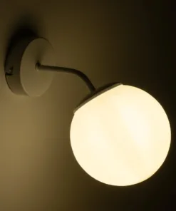 GloboStar® DALPH 203-0035 Vintage Επιτοίχιο Φωτιστικό Απλίκα Μονόφωτο 1 x E27 IP20 Λευκό Μέταλλο με Λευκό Γυαλί - M15 x Π25x Υ22cm 9 203 0035 2