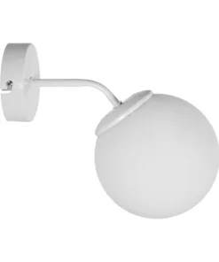 GloboStar® DALPH 203-0035 Vintage Επιτοίχιο Φωτιστικό Απλίκα Μονόφωτο 1 x E27 IP20 Λευκό Μέταλλο με Λευκό Γυαλί - M15 x Π25x Υ22cm 11 203 0035 4