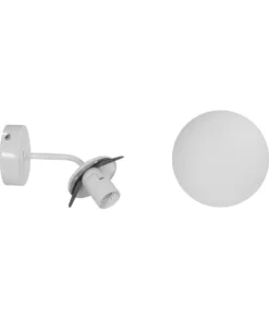 GloboStar® DALPH 203-0035 Vintage Επιτοίχιο Φωτιστικό Απλίκα Μονόφωτο 1 x E27 IP20 Λευκό Μέταλλο με Λευκό Γυαλί - M15 x Π25x Υ22cm 14 203 0035 7