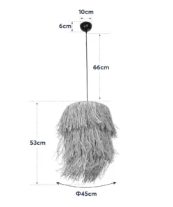 GLOBOSTAR® WEG 203-0036 Boho Κρεμαστό Φωτιστικό Οροφής με Ντουί 1 x E27 AC 220-240V IP20 - Μπεζ - M45 x Π45 x Υ53cm 22 203 0036 11