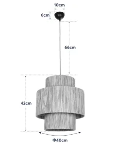 GLOBOSTAR® SALTO 203-0037 Boho Κρεμαστό Φωτιστικό Οροφής με Ντουί 1 x E27 AC 220-240V IP20 - Μπεζ - M40 x Π40 x Υ42cm 22 203 0037 11