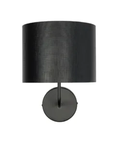 GloboStar® RALPH 203-0038 Vintage Επιτοίχιο Φωτιστικό Απλίκα Μονόφωτο 1 x E27 IP20 Μαύρο Μέταλλο με Μαύρο Ύφασμα - Μ22 x Π29 x Υ30cm 11 203 0038 3