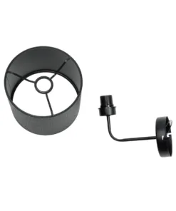 GloboStar® RALPH 203-0038 Vintage Επιτοίχιο Φωτιστικό Απλίκα Μονόφωτο 1 x E27 IP20 Μαύρο Μέταλλο με Μαύρο Ύφασμα - Μ22 x Π29 x Υ30cm 15 203 0038 7