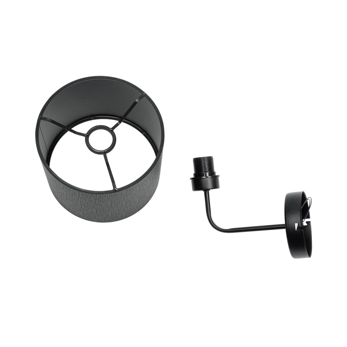 GloboStar® RALPH 203-0038 Vintage Επιτοίχιο Φωτιστικό Απλίκα Μονόφωτο 1 x E27 IP20 Μαύρο Μέταλλο με Μαύρο Ύφασμα - Μ22 x Π29 x Υ30cm 8 GloboStar® RALPH 203-0038 Vintage Επιτοίχιο Φωτιστικό Απλίκα Μονόφωτο 1 x E27 IP20 Μαύρο Μέταλλο με Μαύρο Ύφασμα - Μ22 x Π29 x Υ30cm - Image 7