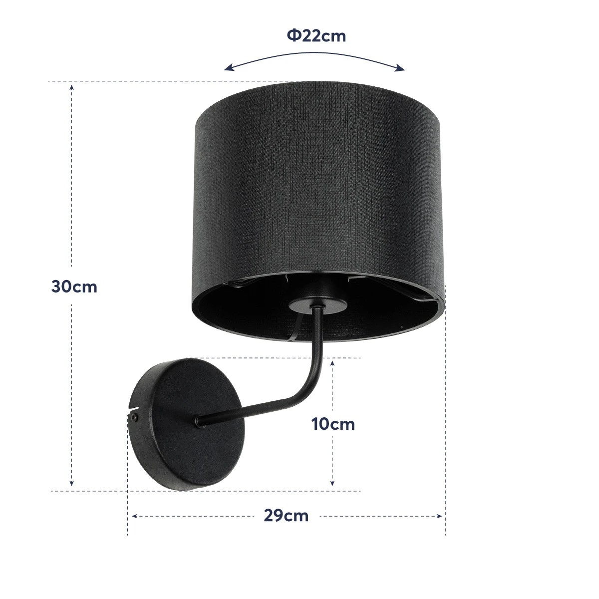 GloboStar® RALPH 203-0038 Vintage Επιτοίχιο Φωτιστικό Απλίκα Μονόφωτο 1 x E27 IP20 Μαύρο Μέταλλο με Μαύρο Ύφασμα - Μ22 x Π29 x Υ30cm 9 GloboStar® RALPH 203-0038 Vintage Επιτοίχιο Φωτιστικό Απλίκα Μονόφωτο 1 x E27 IP20 Μαύρο Μέταλλο με Μαύρο Ύφασμα - Μ22 x Π29 x Υ30cm - Image 8