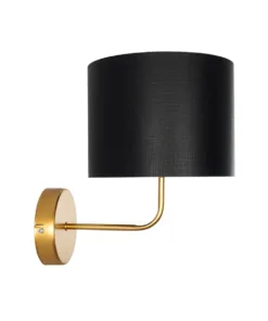 GloboStar® RALPH 203-0040 Vintage Επιτοίχιο Φωτιστικό Απλίκα Μονόφωτο 1 x E27 IP20 Χρυσό Μέταλλο με Μαύρο Ύφασμα - Μ22 x Π29 x Υ30cm 12 203 0040 4