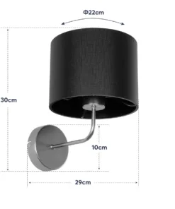 GloboStar® RALPH 203-0040 Vintage Επιτοίχιο Φωτιστικό Απλίκα Μονόφωτο 1 x E27 IP20 Χρυσό Μέταλλο με Μαύρο Ύφασμα - Μ22 x Π29 x Υ30cm 16 203 0040 8