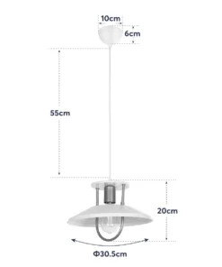 GLOBOSTAR® BILLA 203-0041 Vintage Κρεμαστό Φωτιστικό Οροφής με Ντουί 1 x E27 AC 220-240V IP20 - Λευκό & Χρυσό - M30.5 x Π30.5 x Υ20cm 20 203 0041 10