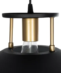 GLOBOSTAR® BILLA 203-0042 Vintage Κρεμαστό Φωτιστικό Οροφής με Ντουί 1 x E27 AC 220-240V IP20 - Μαύρο & Χρυσό - M30.5 x Π30.5 x Υ20cm 17 203 0042 7